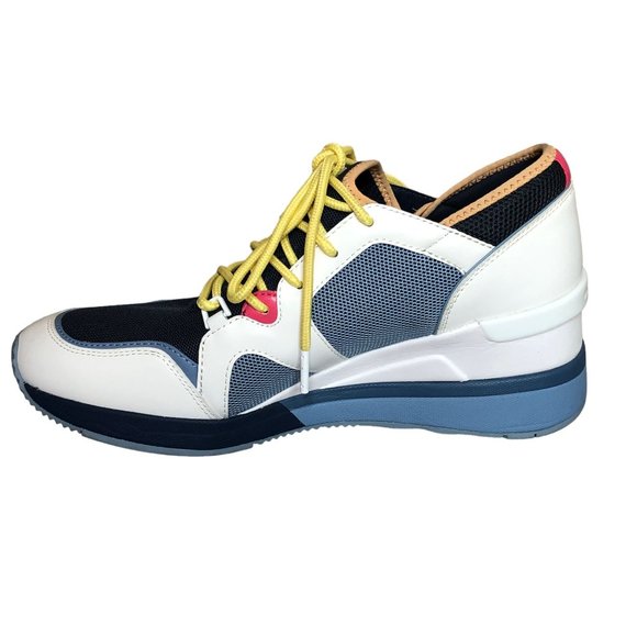 Michael Kors Wedge Trainer Womens 9M Blue White Sneakers Athletic Workout Shoes - Picture 4 of 16